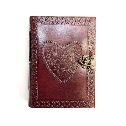 LEATHER FILIGREE HEART JOURNAL 18x13cm