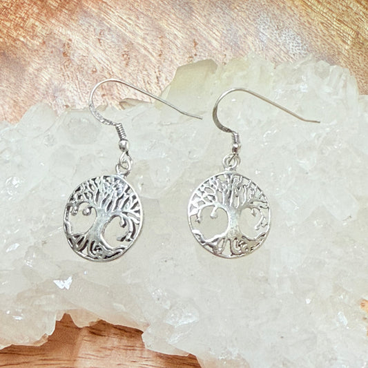 STERLING SILVER TREE OF LIFE EARRING MED