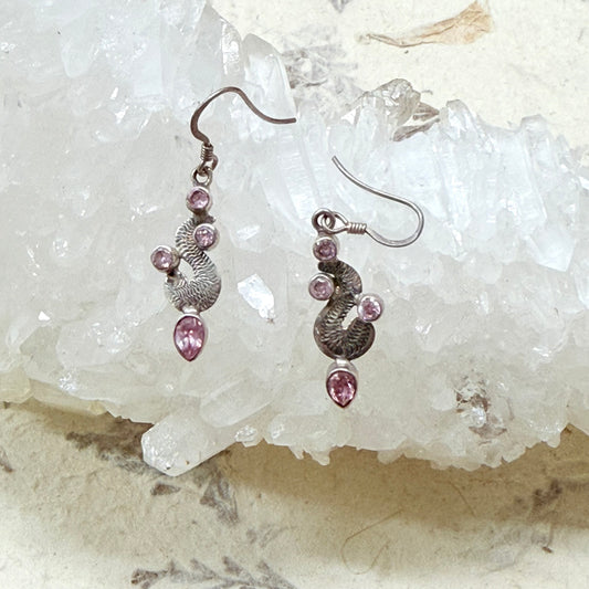 STERLING SILVER ROSE QTZ EARRING