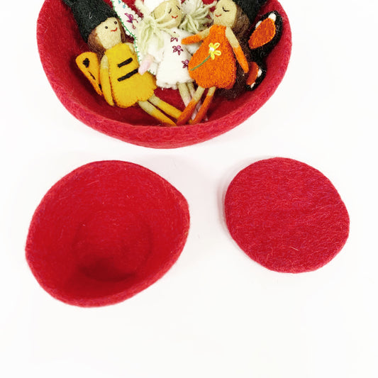 HANDMADE FELT RED BOWL 10X5CM