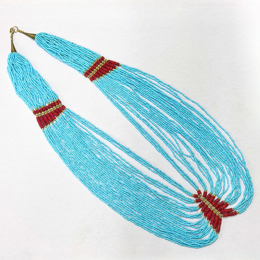 HANDCRAFTED GLASS BEAD LONG NECKLACE