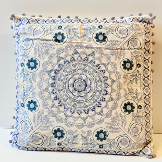 FLORAL EMB. VELVET CUSHION W/INSERT 45CM