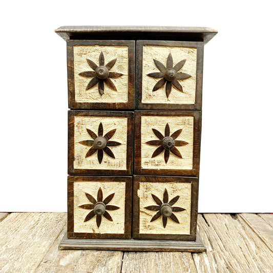 ORNATE WOODEN 6- DRAWER BOX