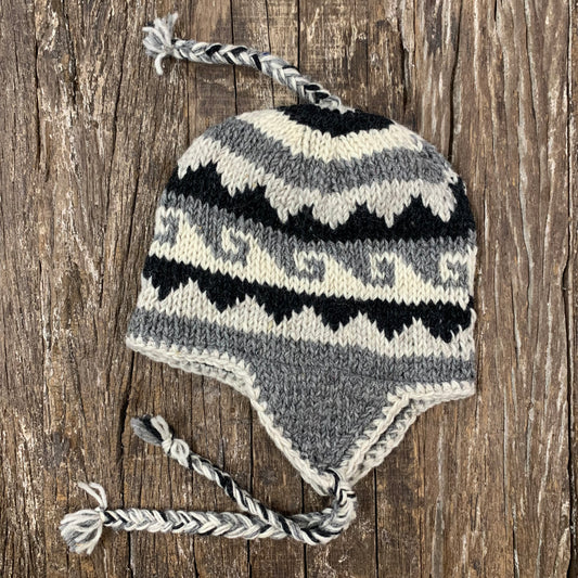 100% WOOL HAND KNITTED EARMUFF BEANY