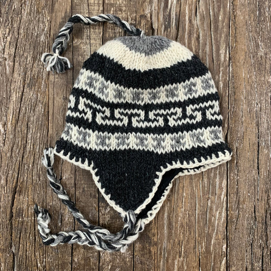 100% WOOL HAND KNITTED EARMUFF BEANY