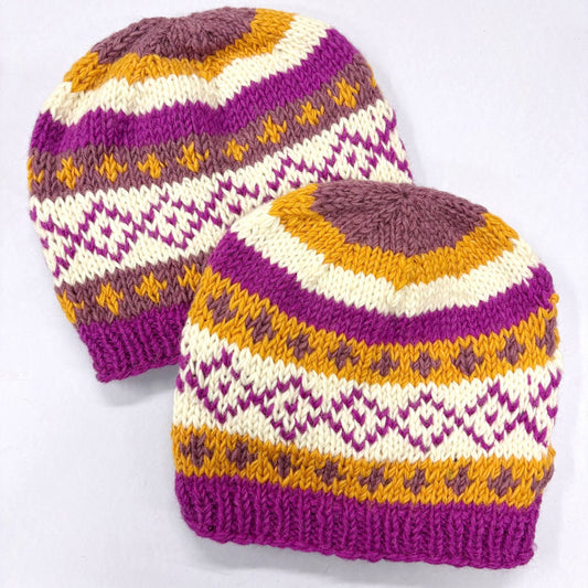 100% WOOL HAND KNITTED BEANY FLEECE LINED