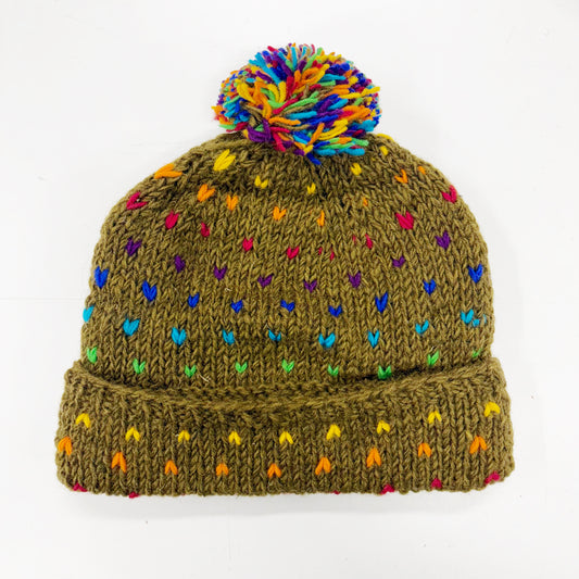 100% WOOL HAND KNITTED BEANY FLEECE LINED