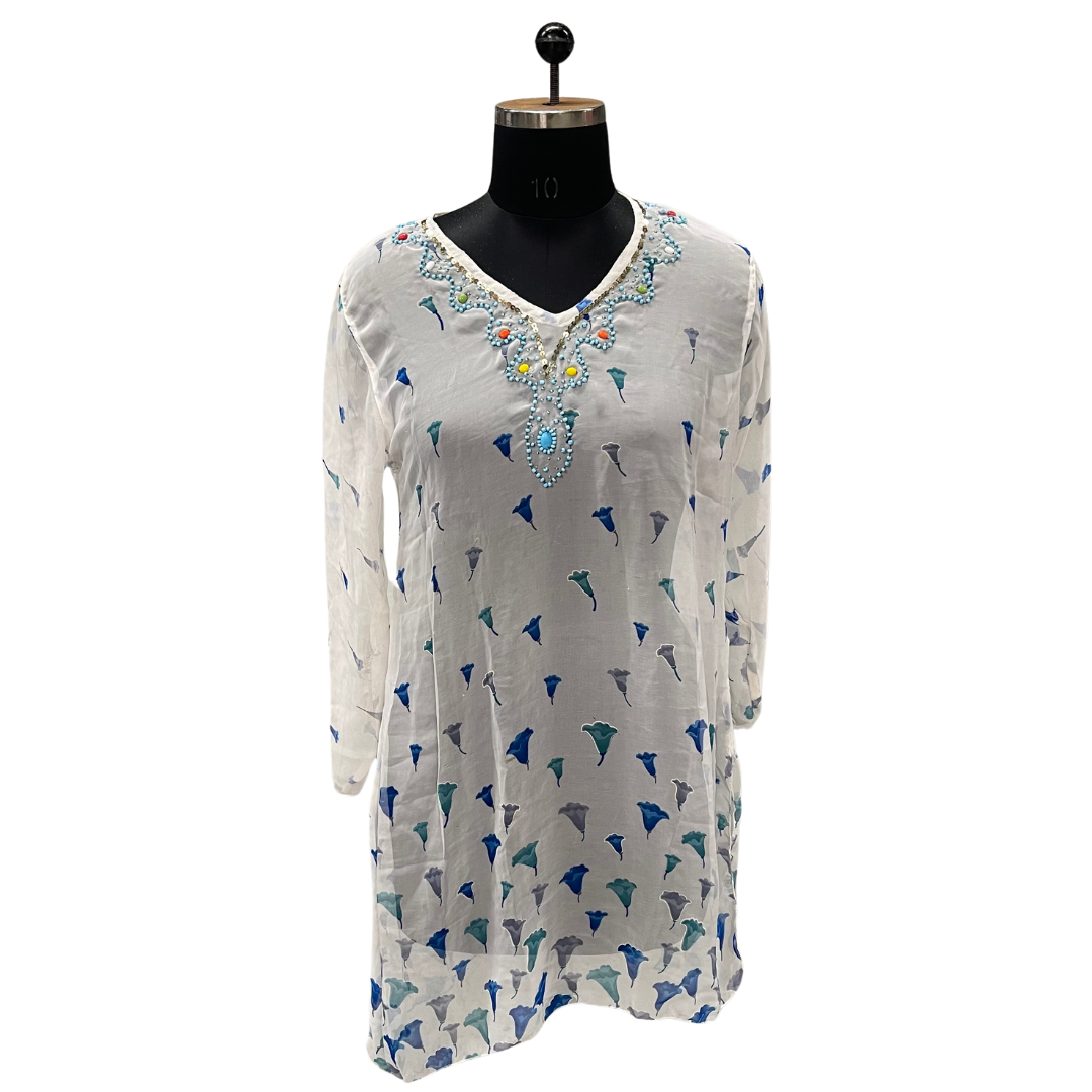 White Morning Glory Crystal Kaftan