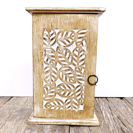 ORNATE WOODEN KEY/JEWELLERY BOX 18x7x27CM