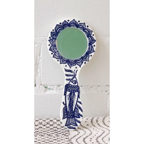PAPER MACHE PAINTED HANDMIRROR