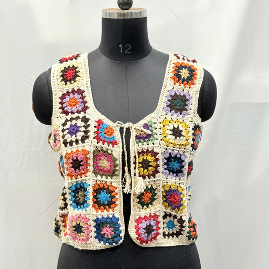 100% Cotton handcrochet Vest Jacket Easy fit