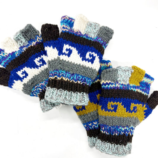 100% WOOL HAND KNITTED GLOVES