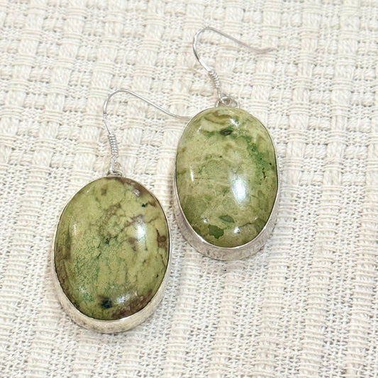 925 SILVER PICTURE JASPER EARRING