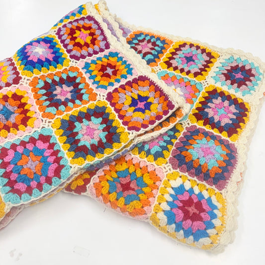 HANDCROCHET 100% WOOL THROW 100X150CM