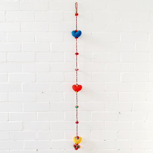 Hand Crochet 3-Heart Felt Hanging
