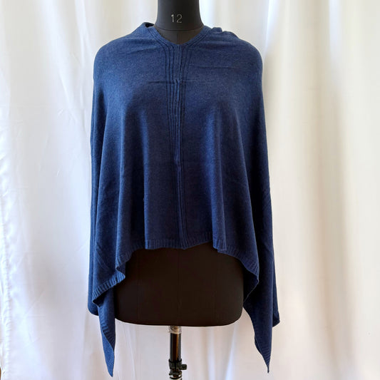WOOL N CASHMERE BLEND PONCHO “MIDNIGHT”