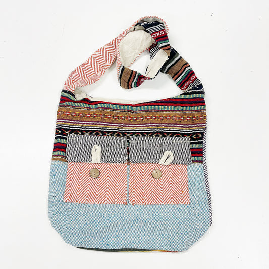 Turquoise Chevron Sling Bag