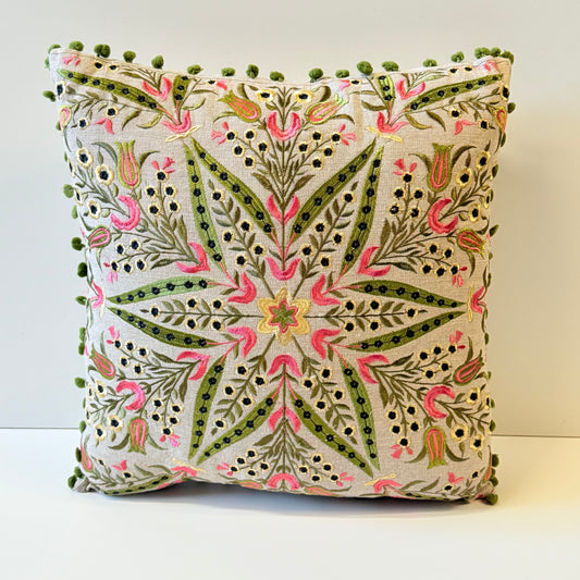 FLORAL EMB. CUSHION W/INSERT 45CM