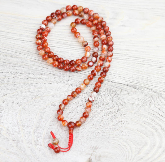 108 CARNELIAN BEAD PRAYER MALA