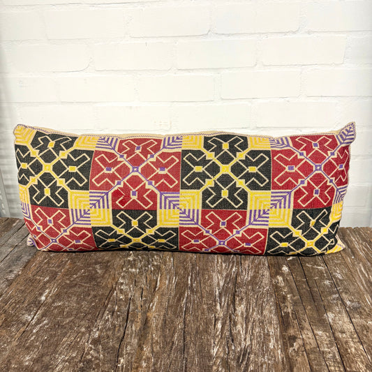 CROSS STICH EMB. LINEN PILLOW 80X40CM