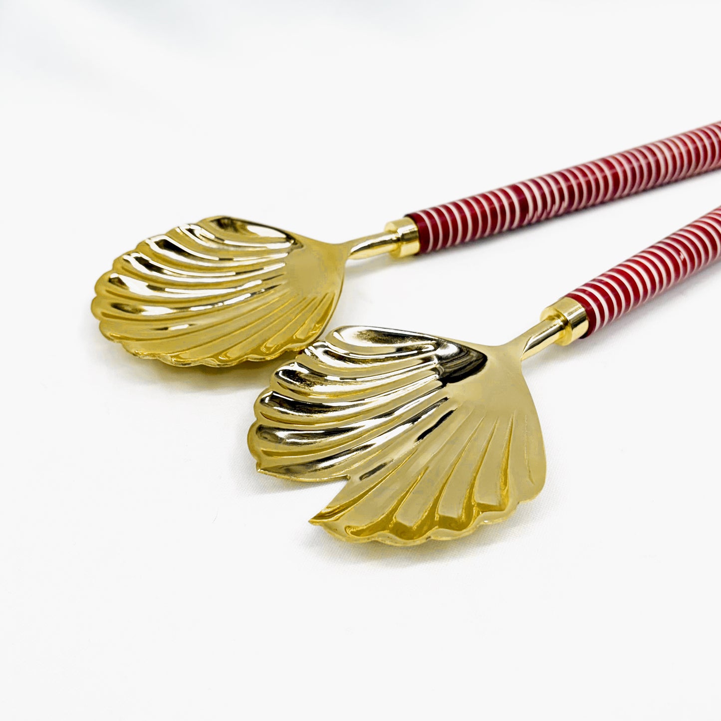 Stainless Steel Brass Shell Serving Spoons 34x8x2cm