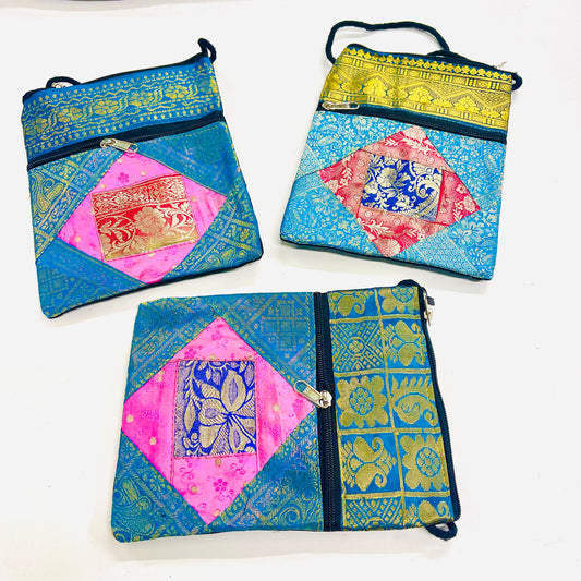 SILK SARI PASSPORT BAG 22x17CM