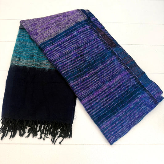 WOOL BLEND HANDLOOM BLANKET 110X260CM