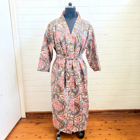 100% Cotton Blossom Wrap Robe Free Size
