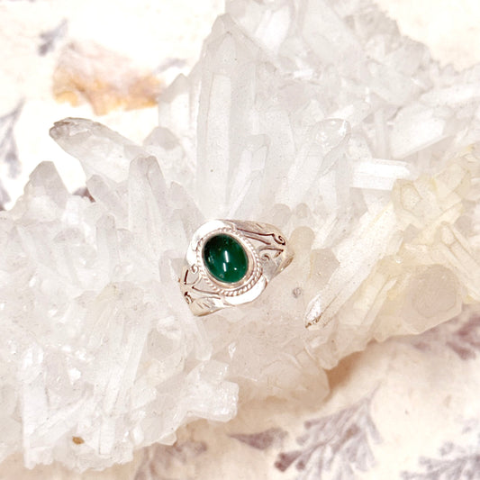STERLING SILVER GREEN ONYX RING