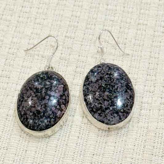 925 SILVER INDIGO GABBRO MYSTIC MERLINITE EARRING