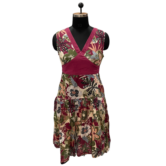 Burgundy Tropical Empire Sundress