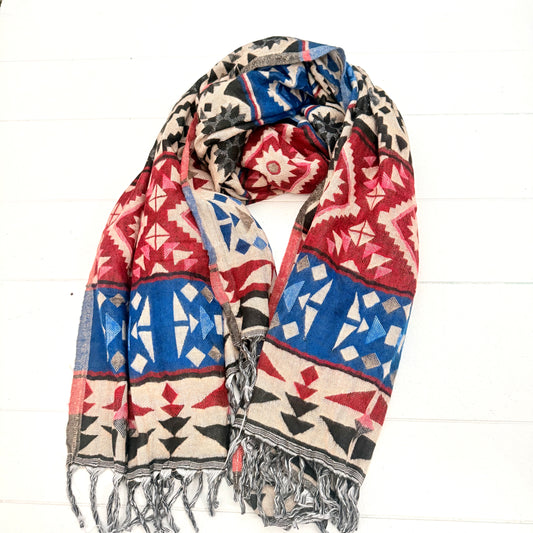 AZTEC INSPIRED FASHION WOOL BLEND SHAWL 100x200cm