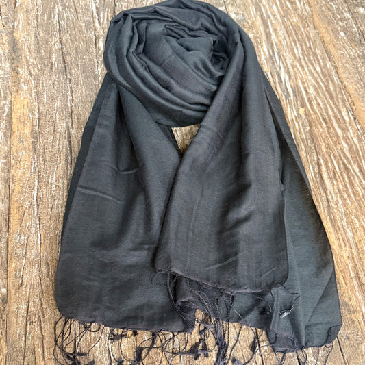 WATER PASHMINA SOFT SHAWLS BLACK 28x80CM