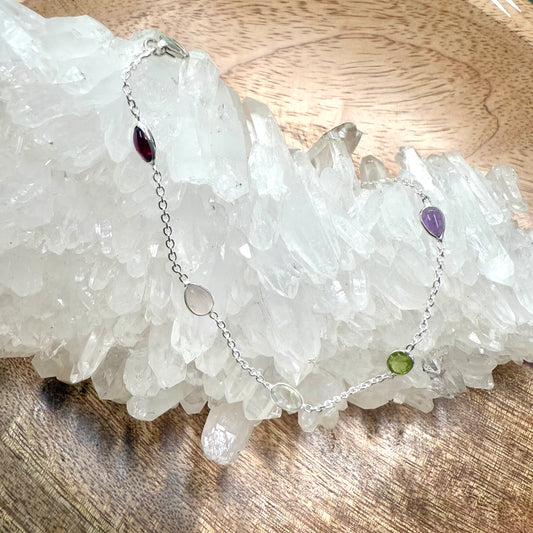 STERLING SILVER MULTI STONE BRACELET
