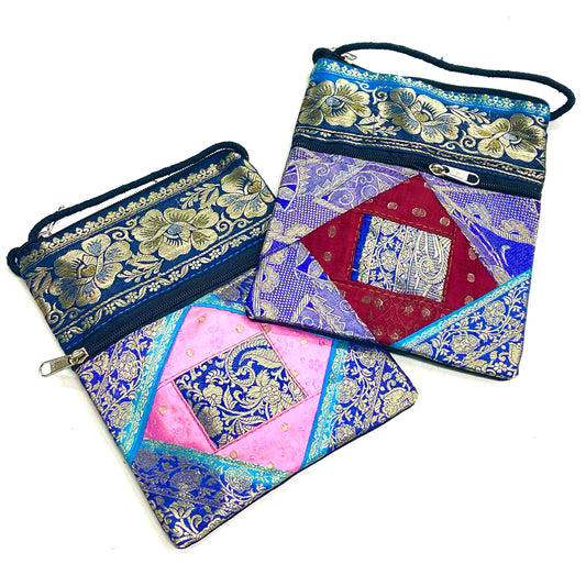 SILK SARI PASSPORT BAG 22x17CM