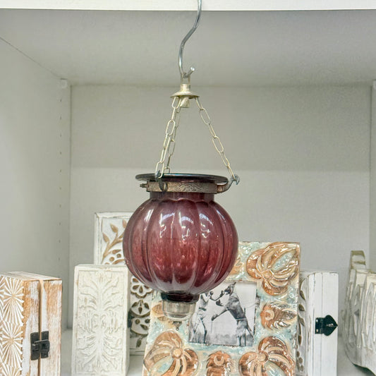 GLASS PUMPKIN PENDANT LIGHT 18X20CM MED