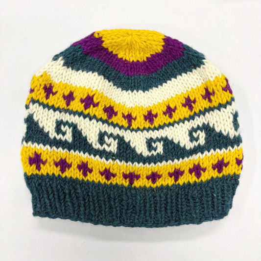100% WOOL HAND KNITTED BEANY FLEECE LINED