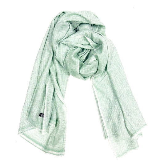 WOOL N CASHMERE BLEND SOFT SHAWLS “MINT DIAMOND” 76X200CM