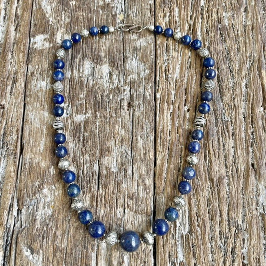 ORIGINAL LAPIZ SILVER BEAD NECKLACE