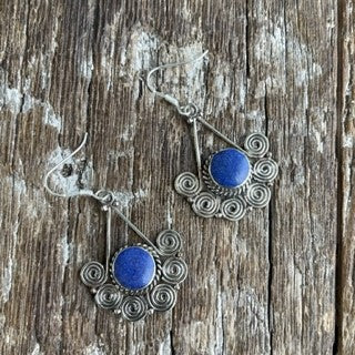 HANDMADE TIBETAN STERLING SILVER HOOK EARRING