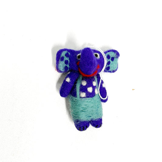 PURPLE FELT ELEPHANT HANGING 9x7CM