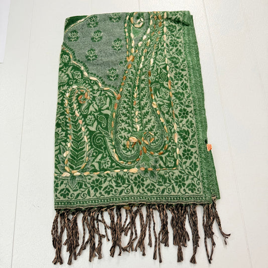 Wool Blend Paisley Emb. Shawl 188x73CM