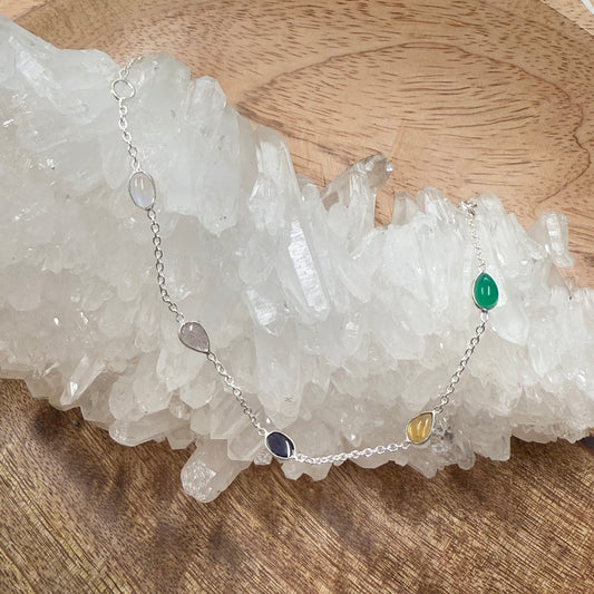 STERLING SILVER MULTI STONE BRACELET