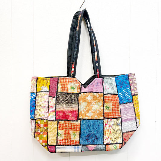 HANDSTICHED VINTAGE KANTHA SHOULDER BAG 50x32CM