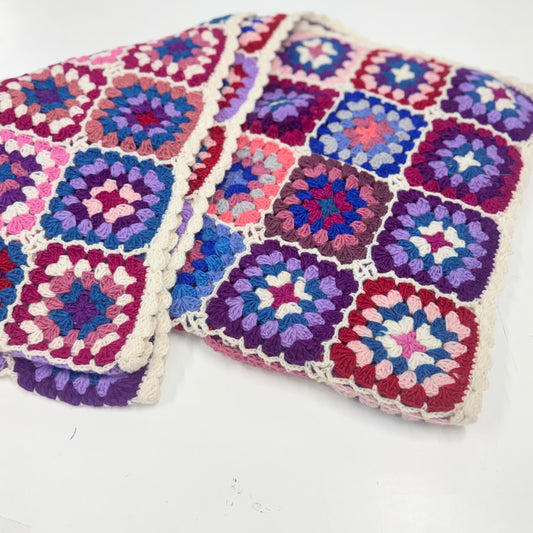 HANDCROCHET 100% WOOL THROW 100X150CM