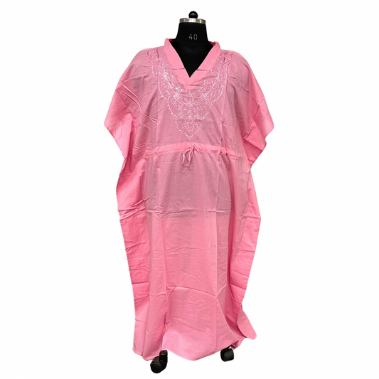 “Blush” Kaftan Dress With Sequin Embroidery 100% Cotton