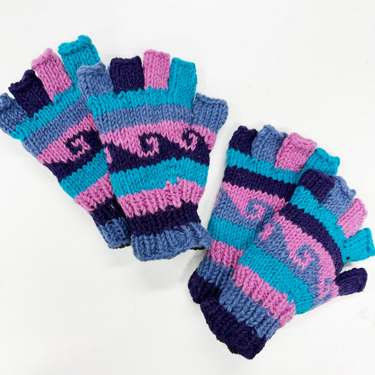 100% WOOL HAND KNITTED GLOVES