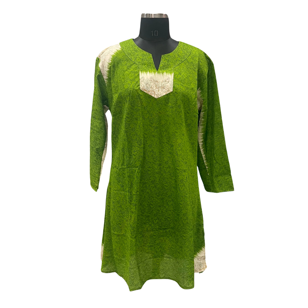 Silk Vibrant Green Cover-Up/Tunic with Intricate Detailing