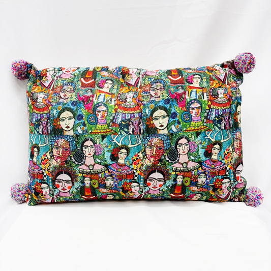 ‘Frida Kahlo Surrealist Portrait’ Heavy Cotton Lumbar Cushion 60x40CM