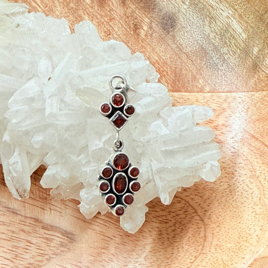 STERLING SILVER MULTI STONE PENDANT -GARNET
